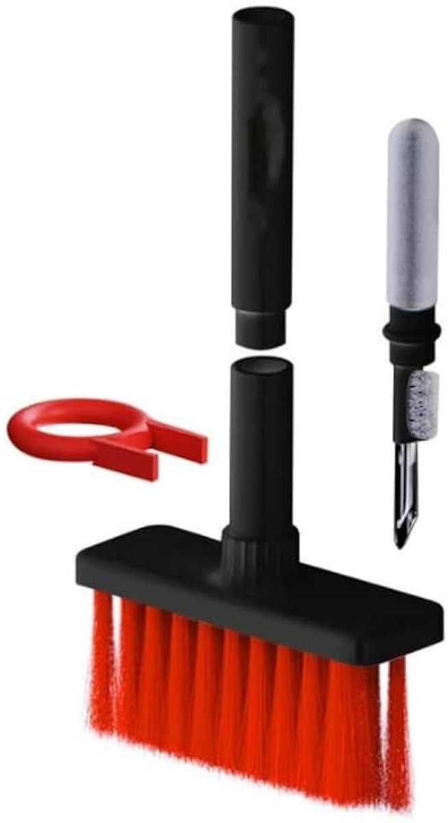 5-in-1 Multifunctionele Computer Cleaning Tool Kit Corner Gap Duster Keycap Puller Multi Brush voor PC Laptop Airpods Pro Camera Lens Keyboard Cleaner Brush (zwart)