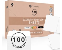 Cosmeau Wasmiddel Wasstrips 100 Wasbeurten G6 - Kersenbloesem Cherry Blossom - Wasvellen - Wasmiddeldoekjes - Detergent Sheets - Wasdoekjes