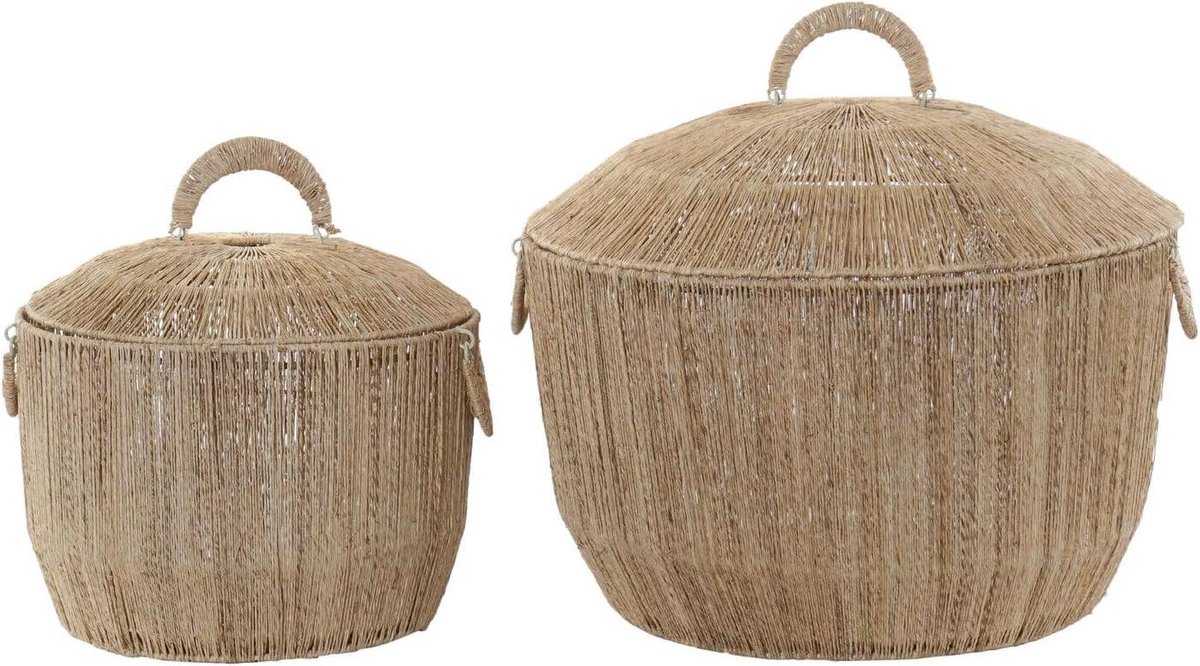 Mandenset 2 stuks - Opbergmanden Jute - Decoratief opbergen - Natuurlijke uitstraling - 51 x 51 x 48 cm - Multicolour