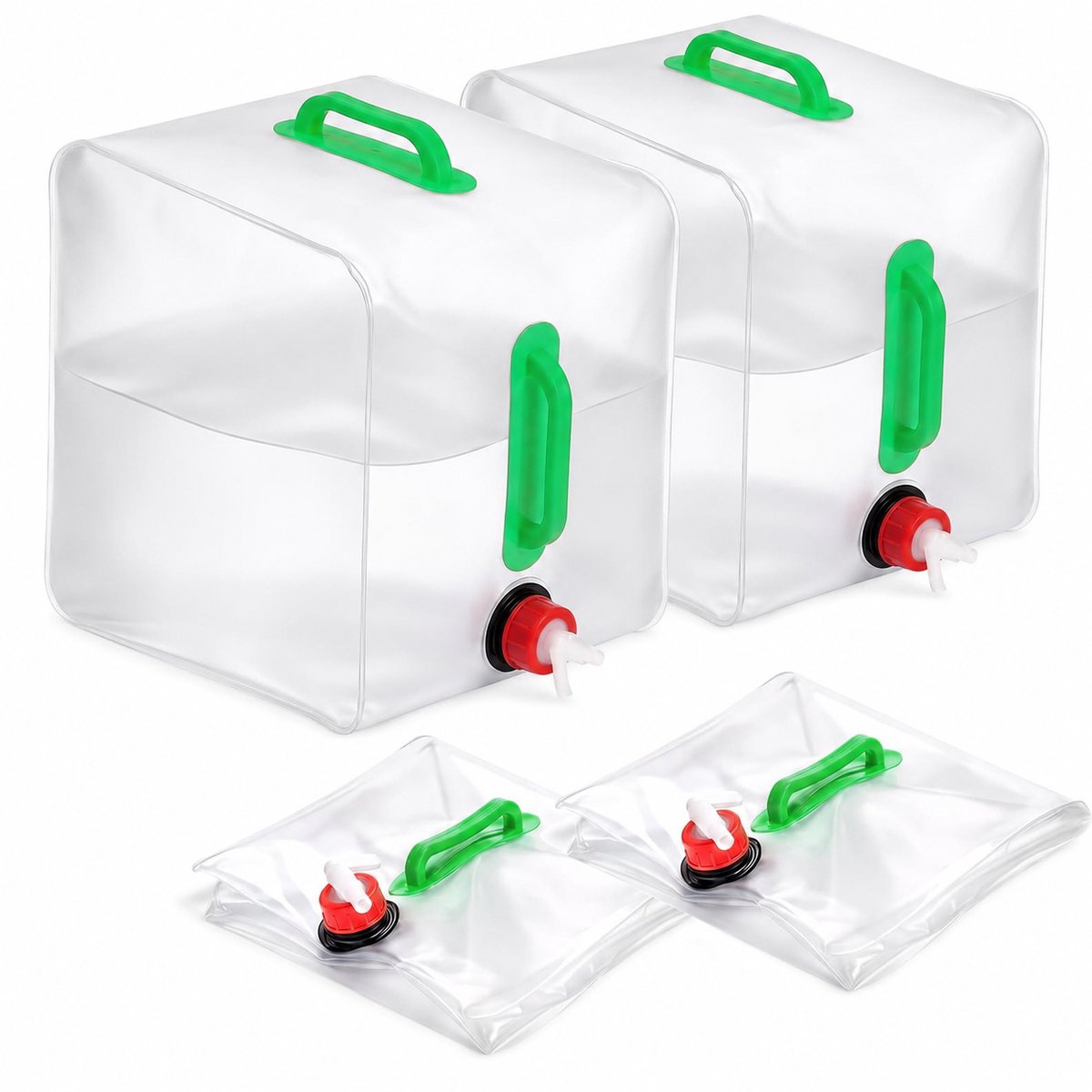 Opvouwbare Jerrycan 20L met Kraan - Set van 2 - BPA Vrij Drinkwater Reservoir - Draagbare Watercontainer voor Camping, BBQ, Outdoor & Noodvoorraad - Wit