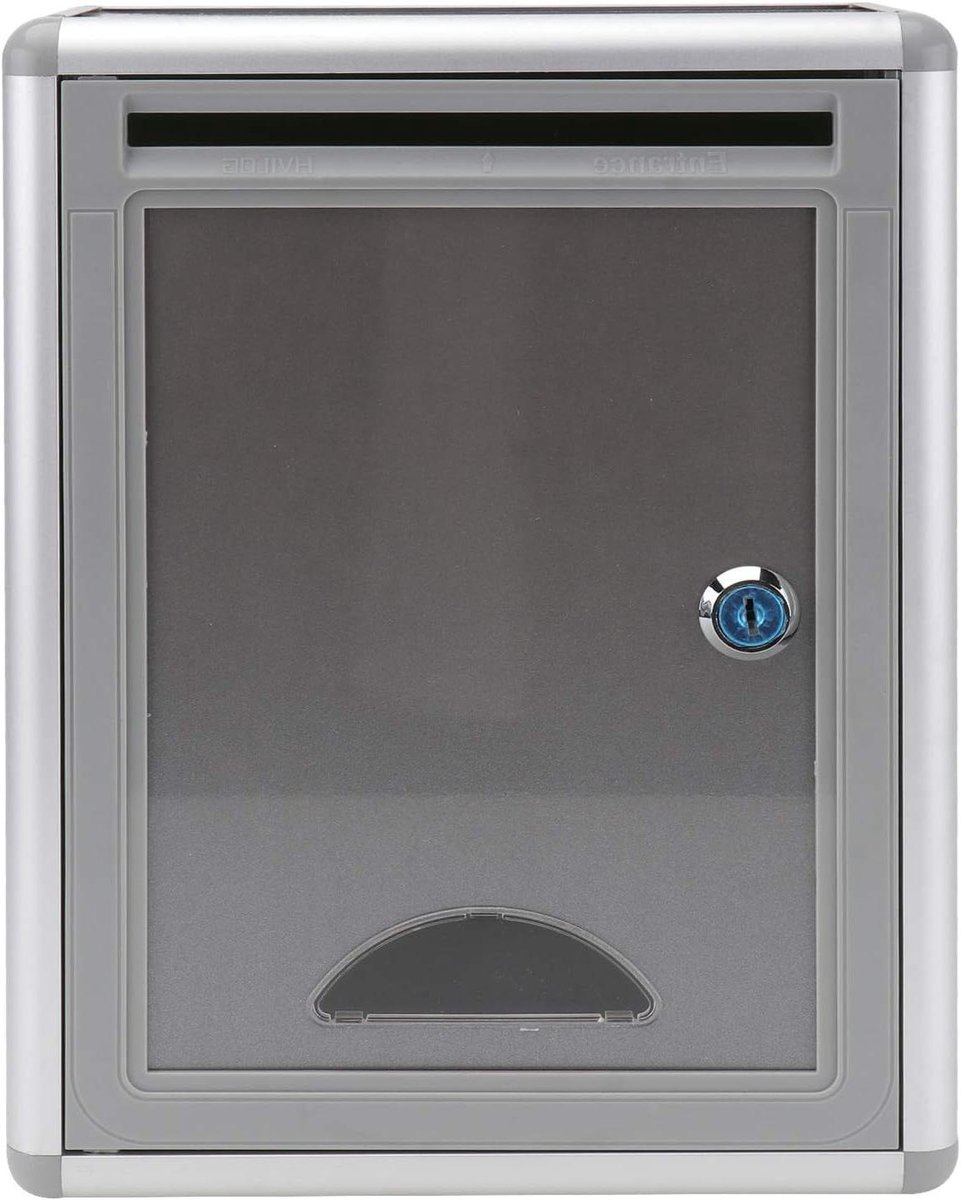 Aluminium Kluis Brievenbus - Informatiebox Wandmontage - Post Ontvangen - Afsluitbaar Ontwerp - 28.5 cm Breed - Zilvergrijs