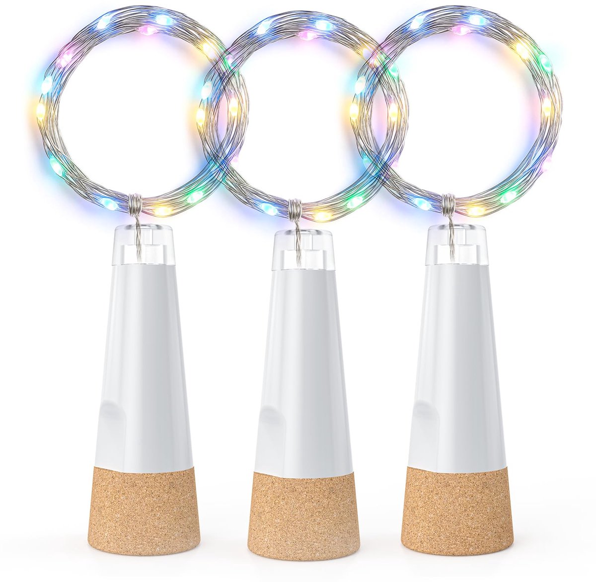 Flessenverlichting met kurk - USB-oplaadbaar - Meerkleurige lichtketting - Perfect voor kerstdecoraties - SnelShoppen