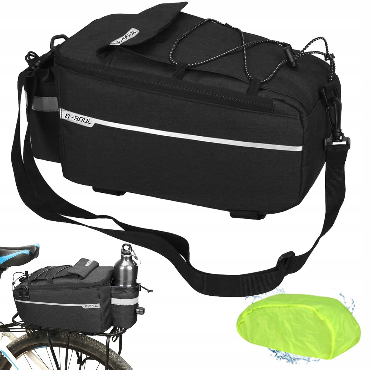 Fietsbagagedrager Tas 10L Thermisch Reflecterend Afneembaar Zwart