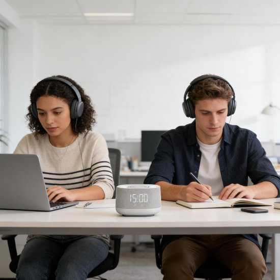 Geluidsmachine Slaap - Witte Ruis Apparaat - Ontspannend Slapen - Intelligent Ademend Licht - Compact Ontwerp - Zwart — afbeelding 4