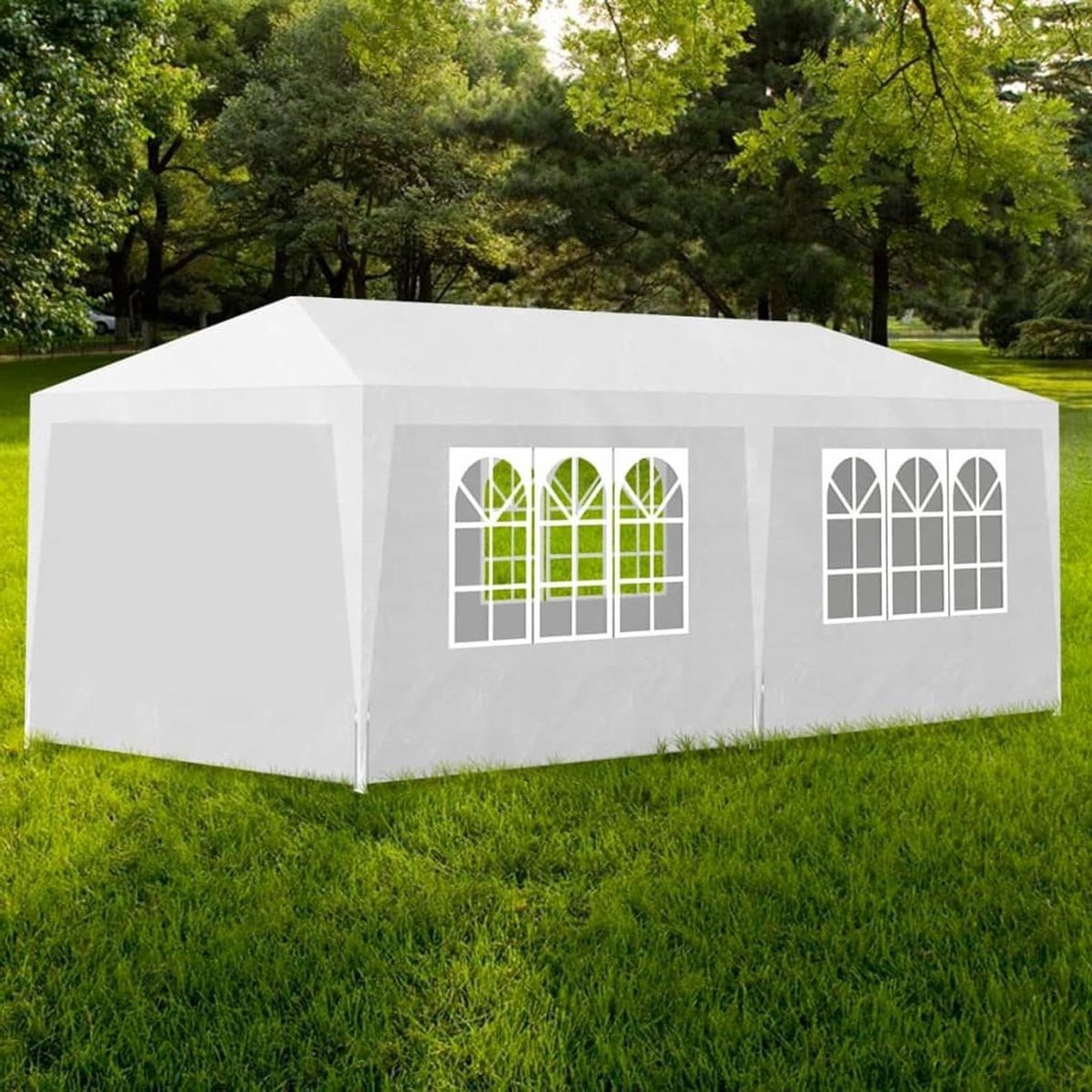 Feesttent - Tuinpaviljoen - Buitenfeestjes Organiseren - Waterdicht UV-bestendig - 3 x 6 meter - Wit