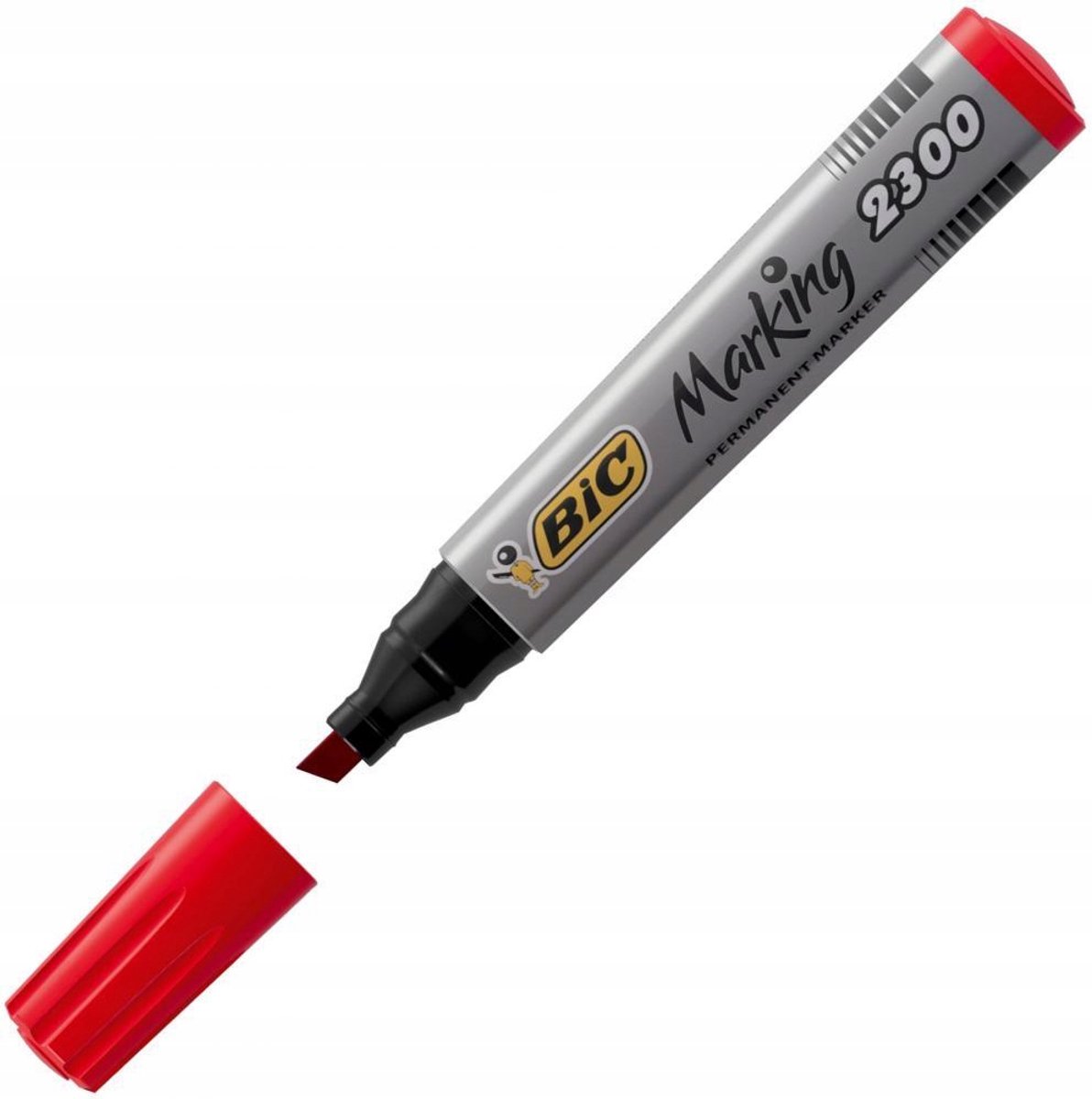 BIC Permanent Marker 2300 Ecolutions Rood, Brede Stift, Gladde Oppervlakken
