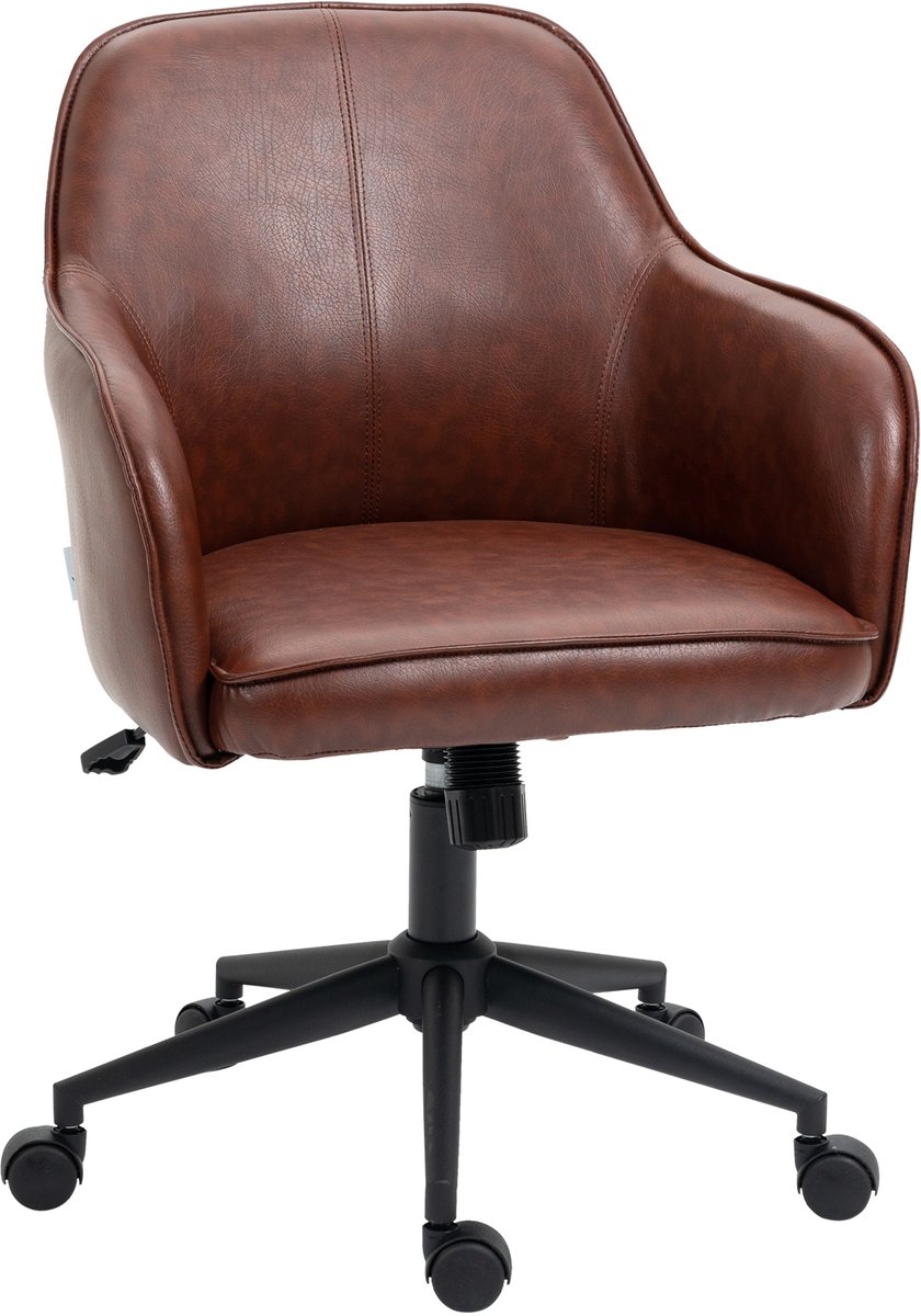 Ergonomische Bureaustoel Schreibtischstoel Met Wipfunctie Hoogte Verstelbaar 58,5x62x83-91 cm Bruin Bonded Leather Kunstleer Draaistoel Comfort Stoel Belastbaar 120 kg Home Office Computerstoel Polstering Rugsteun
