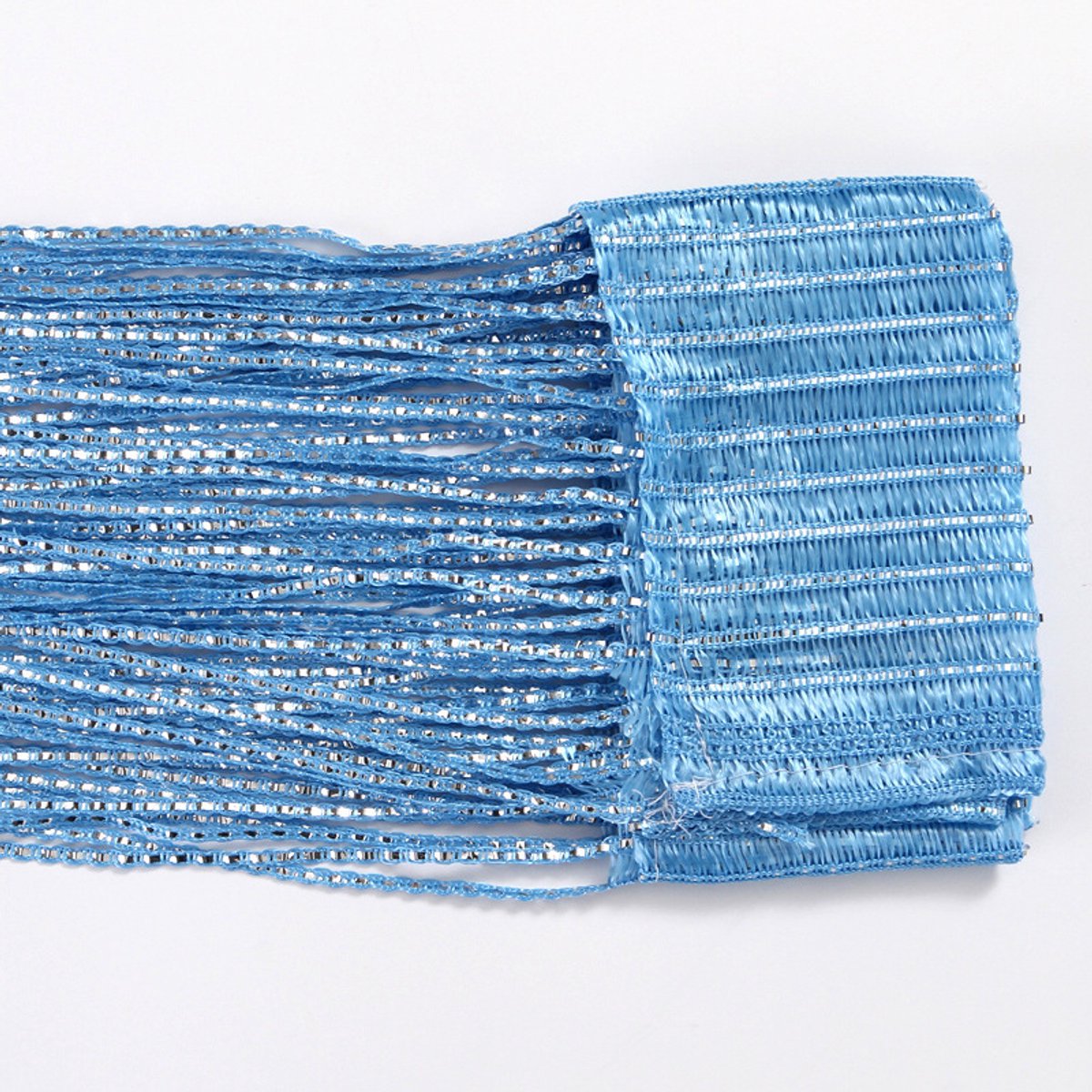 Blauwe glitter deurhor van polyester met ingewoven zilverdraad, multifunctionele anti-vliegendeurgordijn en siergordijn met afmetingen 100 x 200 cm, geschikt voor deuren in woonkamer, keuken en feestruimtes