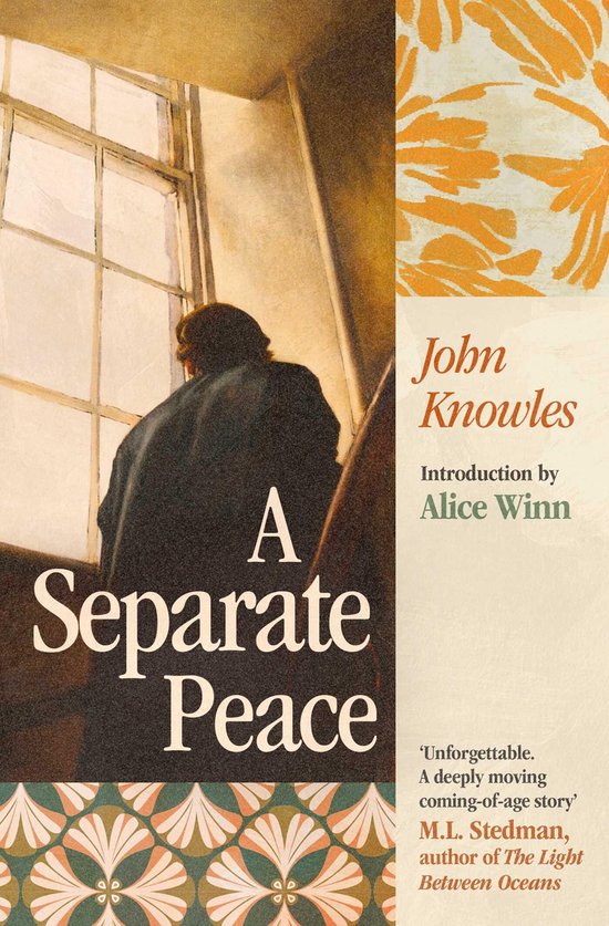 Couverture du livre 'A Separate Peace' par John Knowles, représentant une silhouette regardant par la fenêtre.