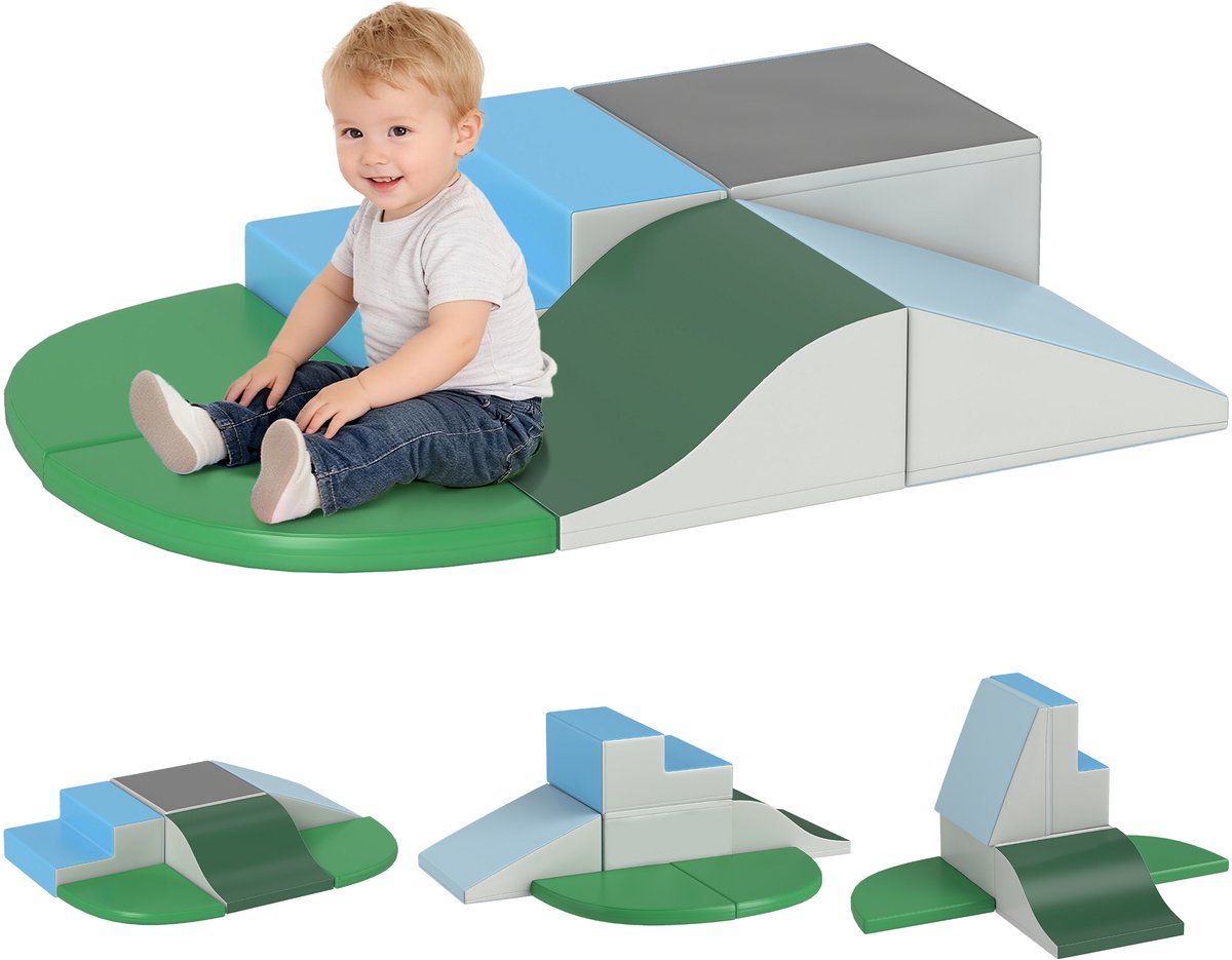 HOMCOM-Kids Soft Play Sets-150x100x24cm-PU-Multicolor
