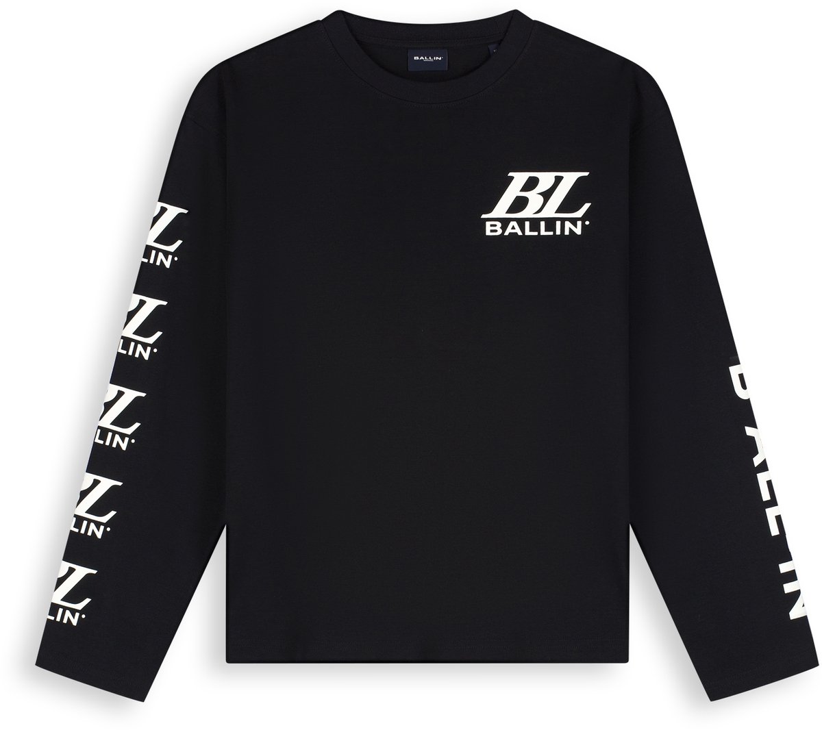Ballin Amsterdam - Jongens Loose fit T-shirts Crewneck LS - Black - Maat 10