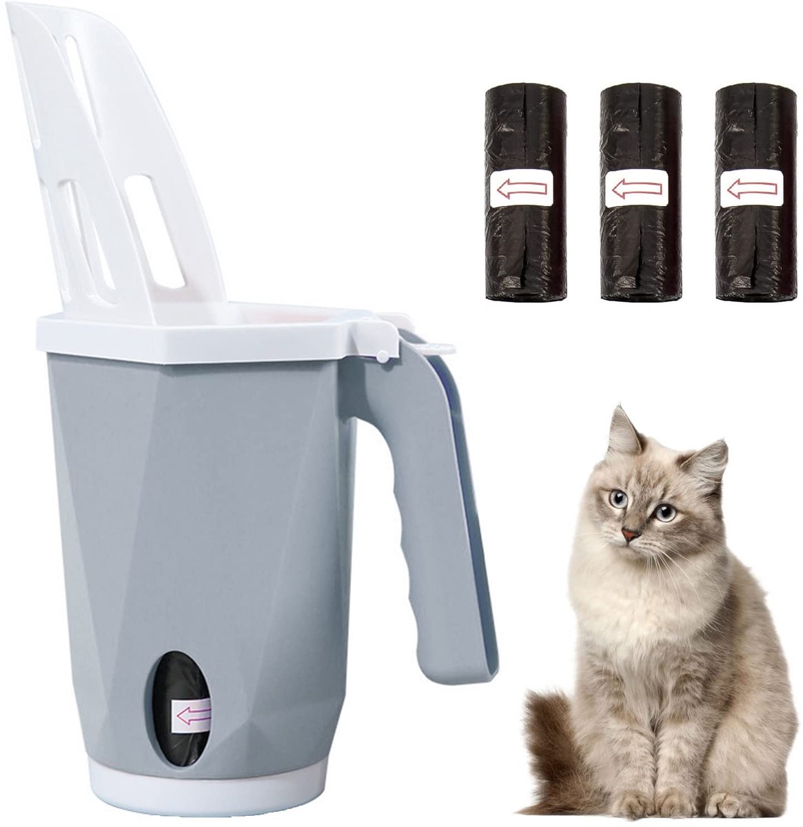 Kattenbakschep - met houder draagbare kattenbak accessoire poepschep voor dagelijks kattenverzorging
