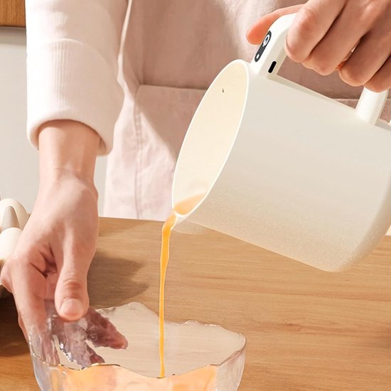 Elektrische Eierklopper - Keukenmixer Draadloos - Mengen en Schuimen - Zelfreinigend Systeem - 1 Liter Capaciteit - Beige — afbeelding 5