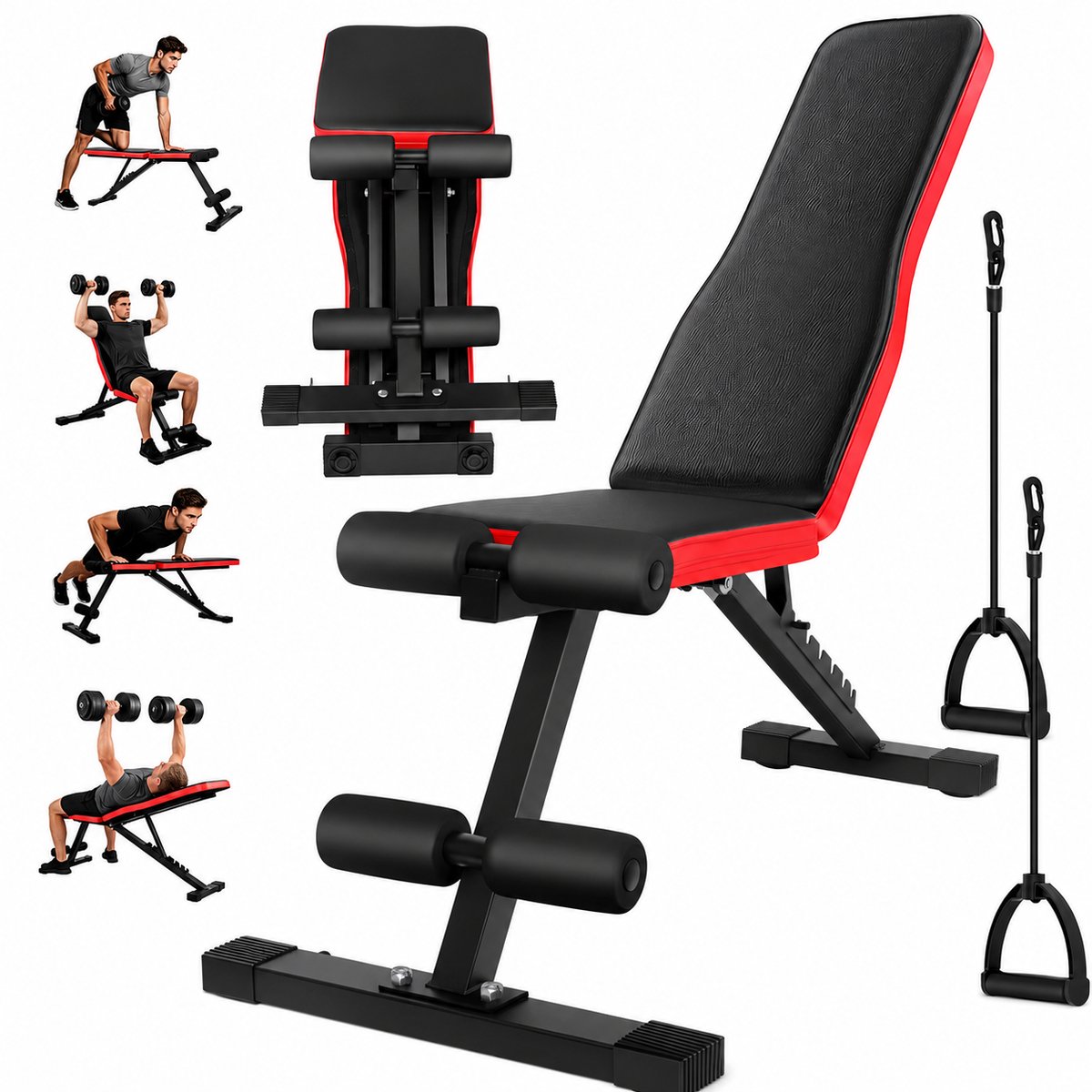 DayeLabel Fitnessbank - Halterbank - Bench Press - Trainingsbank - Verstelbaar - 150 kg Draagkracht - Inklapbaar - Krachttraining