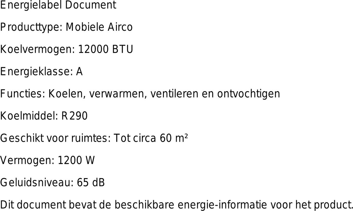 Mobiele airco 12000 BTU stil met verwarming, ontvochtiger, energieklasse A, voor ruimtes tot 60 m² thumbnail 2