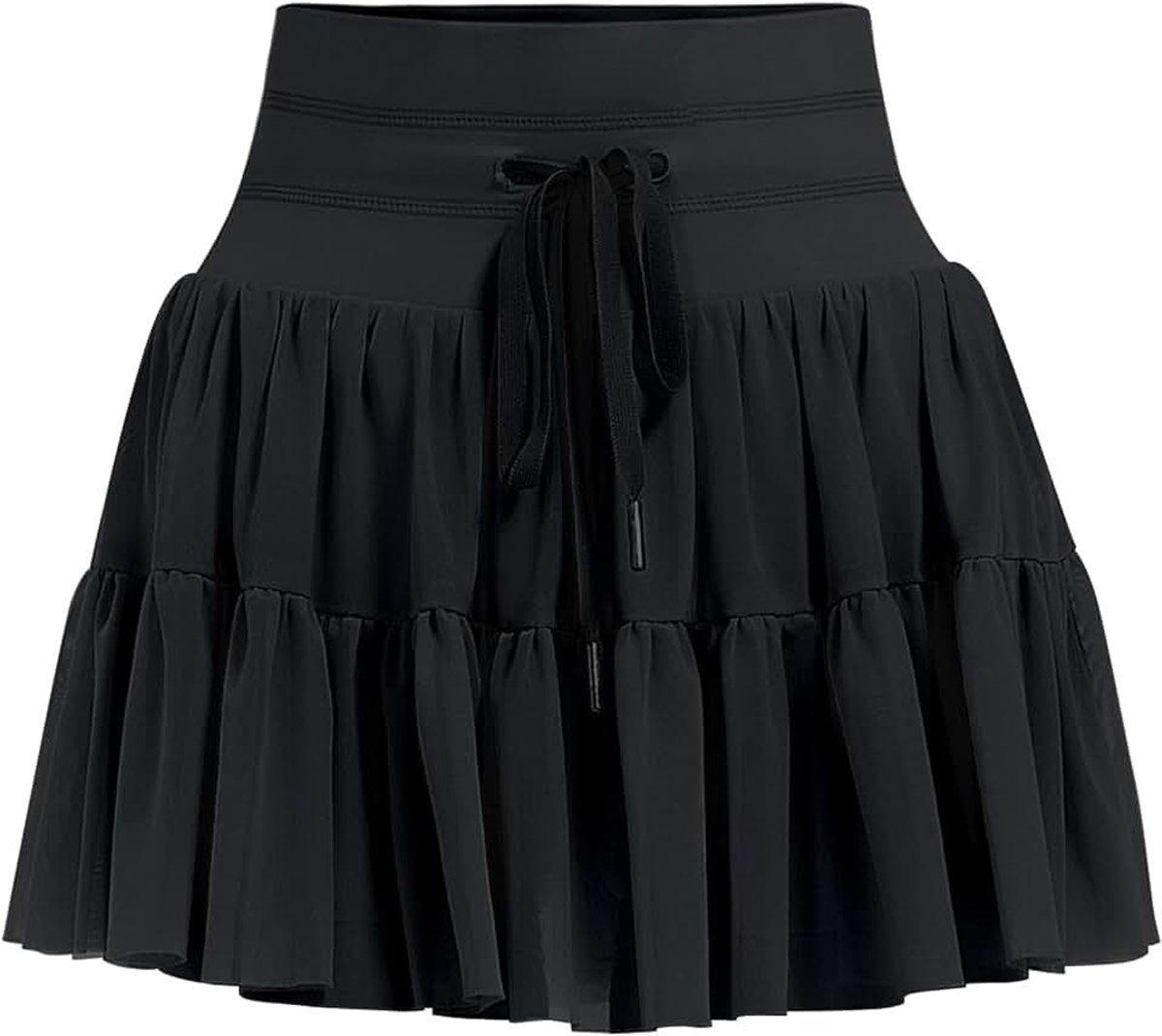 Rokken voor dames, met korte broek, zakken, hoge taille, ruches, atletische golfskorts, hardlooptraining, geplooide rokken