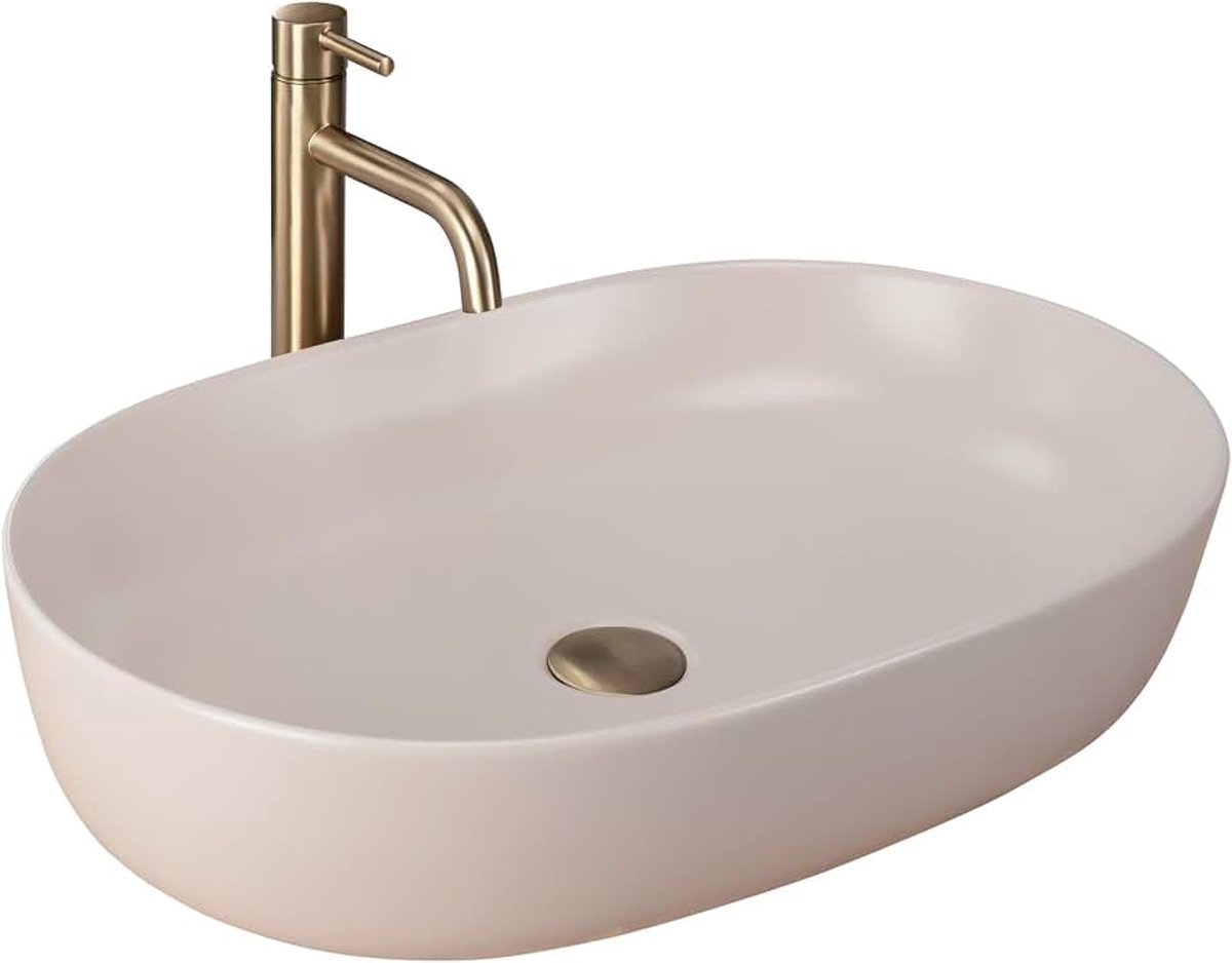 U9655, Wastafel op aanrecht CLEO 61, Beige matt
