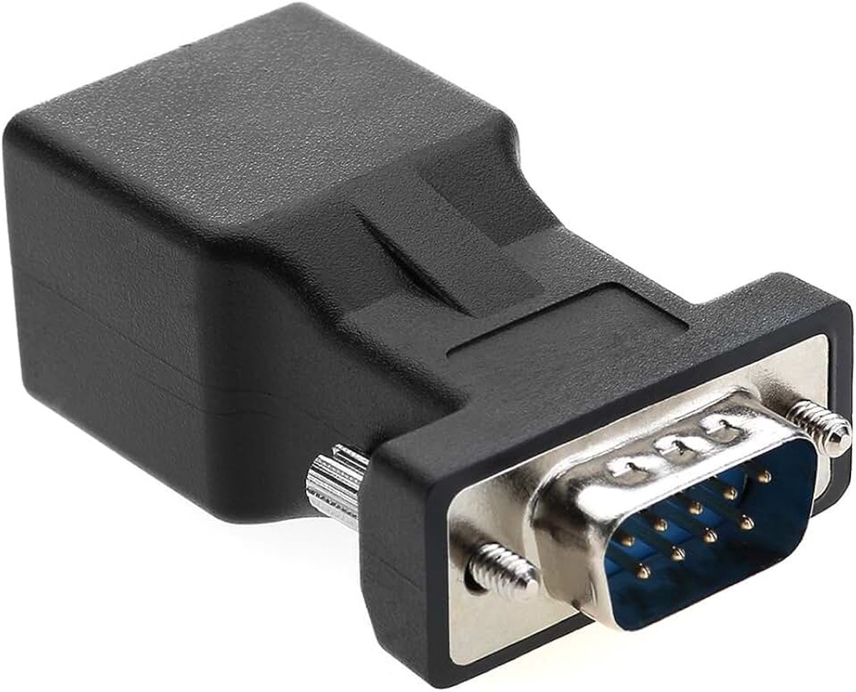 Seriële poort mannelijk naar RJ45 Cat5e/6 ethernet/LAN adapterverlenging
