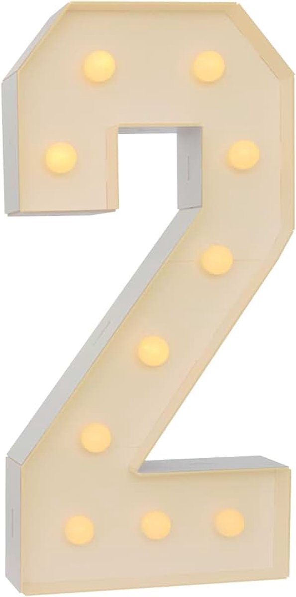 LED-cijfers lamp nummer verlicht, warm licht 3D lichtgevende cijfers grote decoratieve licht lichtgevende cijfers 0 1 2 3 4 5 6 7 8 9, voor bruiloft, verjaardag, feest, kerstlamp (vorm: 2)