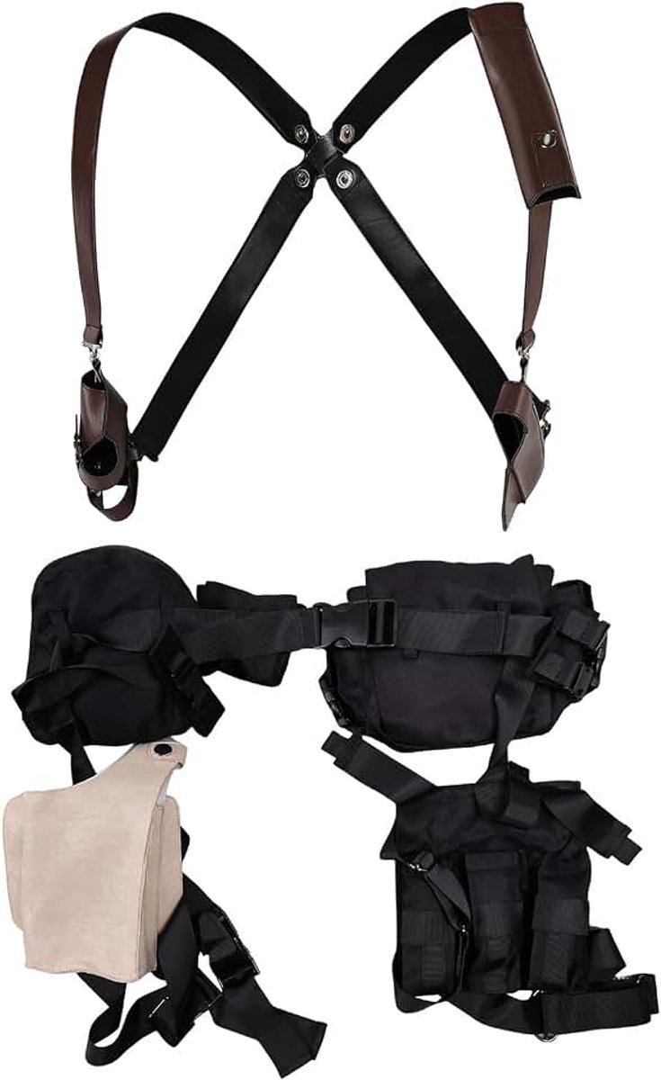 Riem en pistooltas voor volwassenen, Halloween, cosplay kostuum, outfits, accessoireset (riem + riem, M)