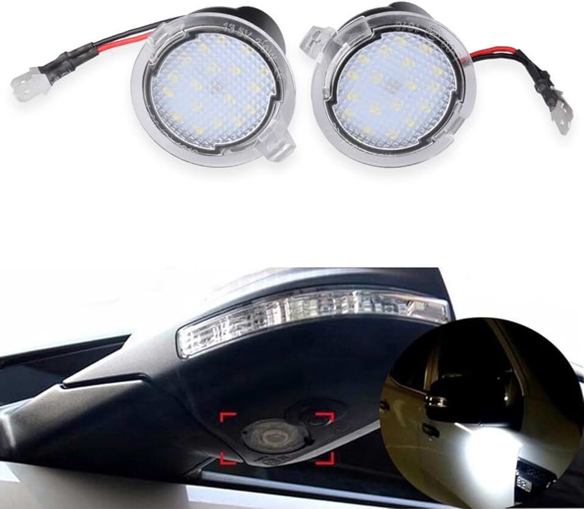 Auto 18LED Onder Zijspiegel Puddle Licht Lamp Voor Ford Mondeo Edge Explorer Taunus F-150 Heritage S-Max 2015 (Set van 2)