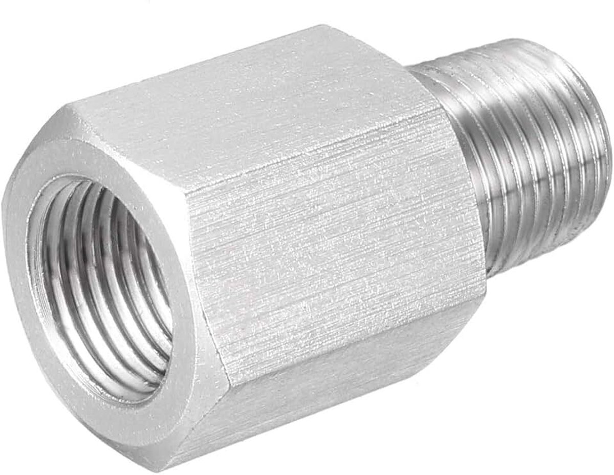 Sourcing map Reducing Slangaansluiting Adapter 1/8 NPT mannelijk naar 1/8 G vrouwelijk roestvrij staal voor water olie luchtdrukmeter