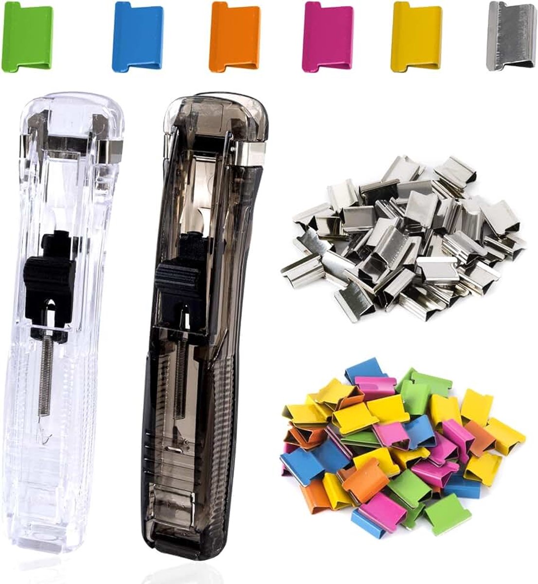 Clip Dispenser Push Stapler Creative Stapler Tangendispenser met 100 navulclips voor het bevestigen van documenten voor het binden van papier met vellen voor school op kantoor