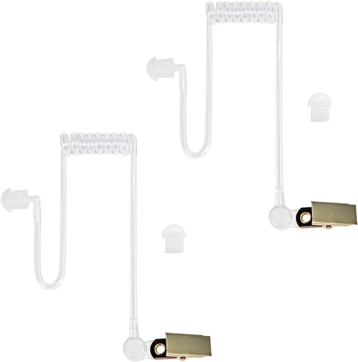 Covert Acoustic Air Coil Audio Tube compatibel met Retevis Motorola Kenwood Baofeng Walkie Talkie, met clip, beveiligingsheadset (2 stuks, transparant)
