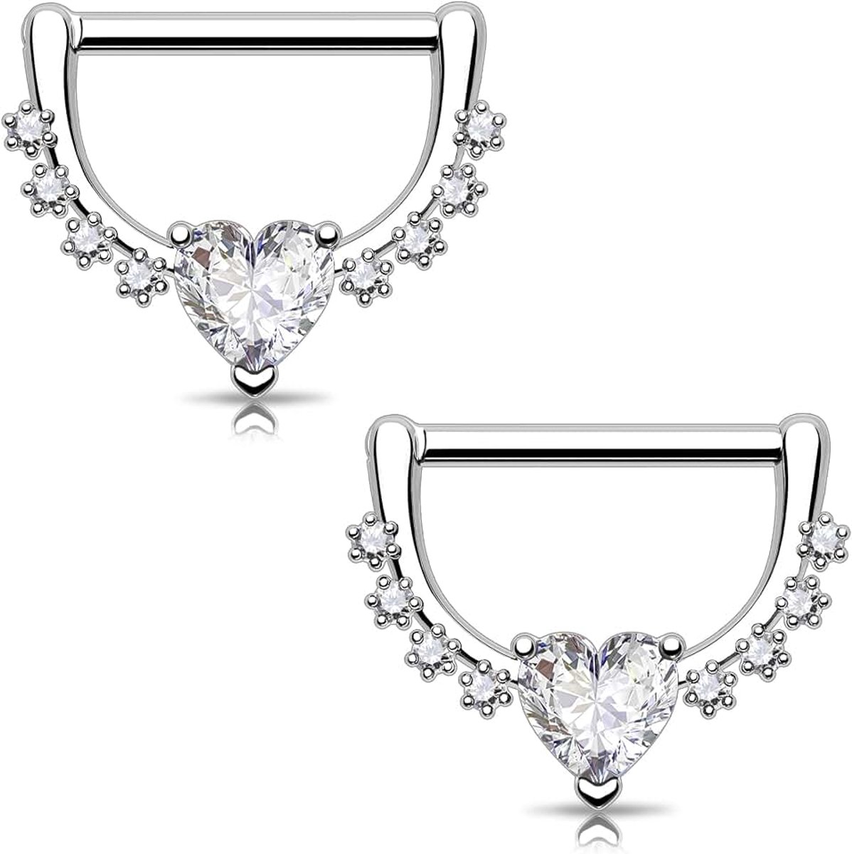 Barbells 316L Rvs Bars CZ Piercing Sieraden, 14G 14MM, Roestvrij staal, Zirkonia