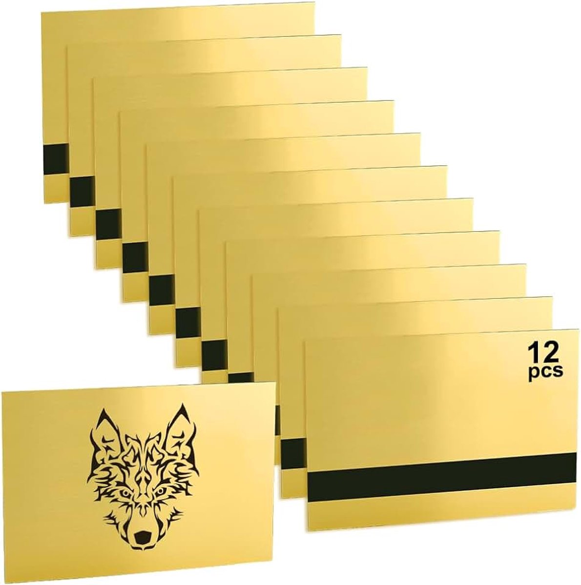 12 stuks lasergravure, markeringspapier, 20 x 30 x 0,13 cm, laserbare graveerplaten voor individuele naambordjes, kantoorborden, reclameborden, snijwerk en doe-het-zelf knutselwerk, goud/zwart