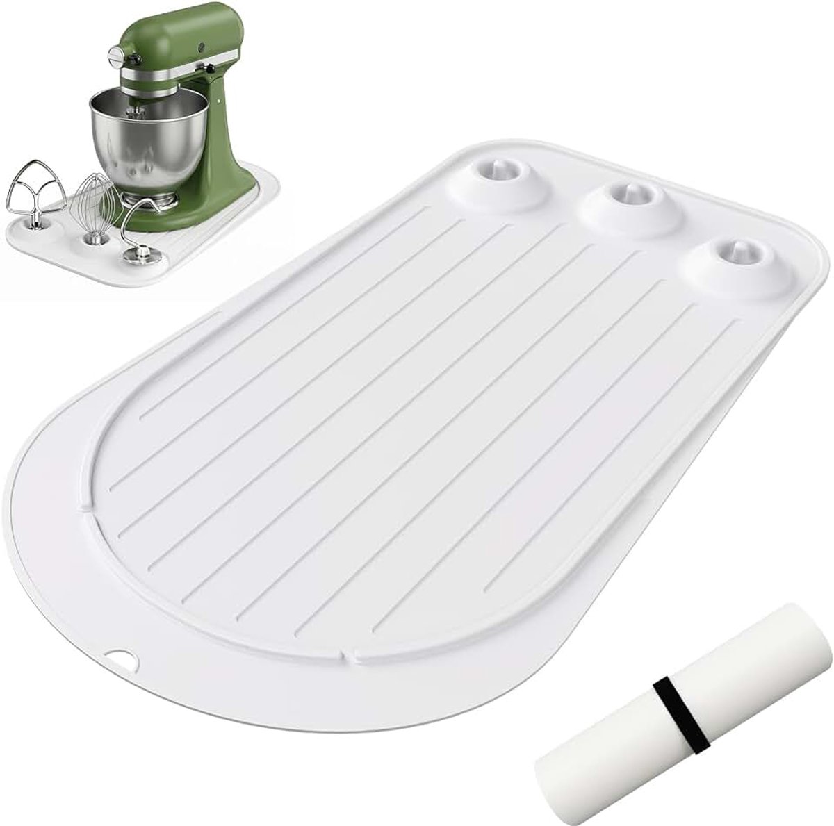 Antislipmat voor keukenmachine, Siliconen antislipmat met 3 uitsparingen, onderlegger voor staande mixers met kantelbare kop van 4,3-4,8 l, bescherming voor het aanrecht, eenvoudig schoon te ma