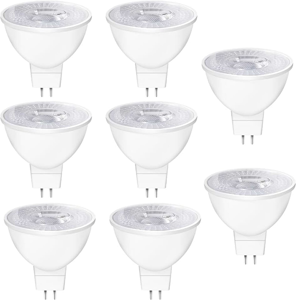 Ledlampen, GU5.3, MR16, 12 V, 5 W, komt overeen met 50 W, traditionele lamp, warm wit 2700 K, 550 lm, 38 graden hoek, MR16, 12 V AC/DC, reflectorlamp, niet dimbaar, 8 stuks