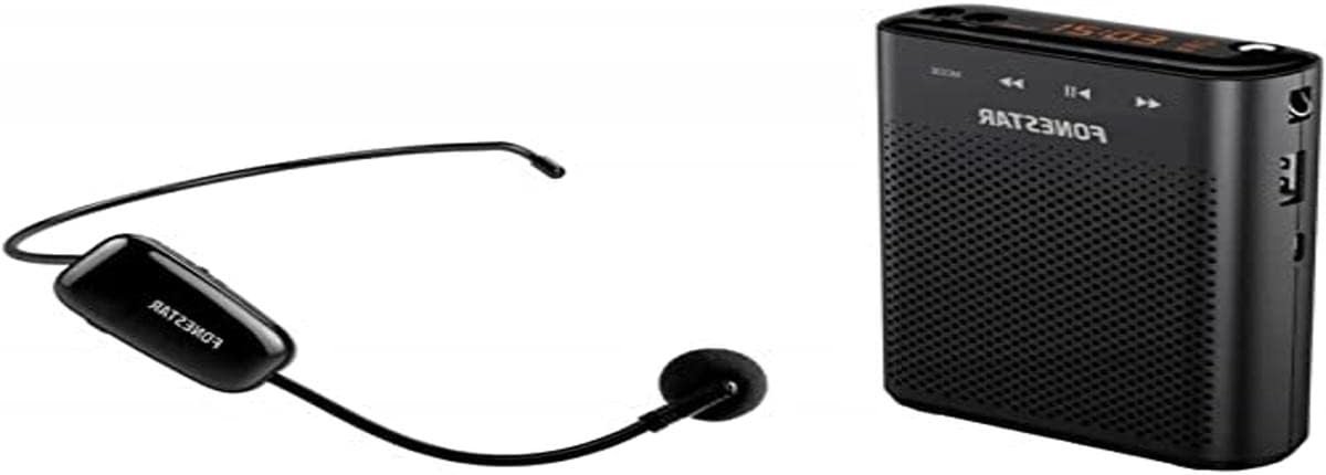 Draagbare Spraakversterker - Geluidsversterker Omroep - Presenteren Lesgeven - Inclusief Draadloze Microfoon - 9 Uur Batterijduur - Zwart