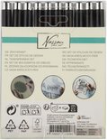 Set de stylos de dessin Nassau Fine Art, 10 stylos noirs. Ensemble de fineliners et stylos pinceaux.