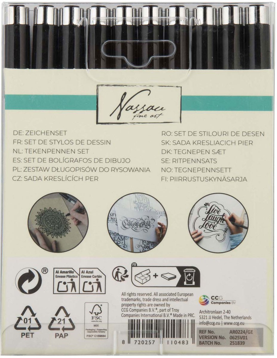 Fineliners Zwart en Brush Pen Set - Pennen, Tekeningen en Schetsen, Fineliner Set, Tekenpennen, Drawing Set - 10 Stuks — afbeelding 7