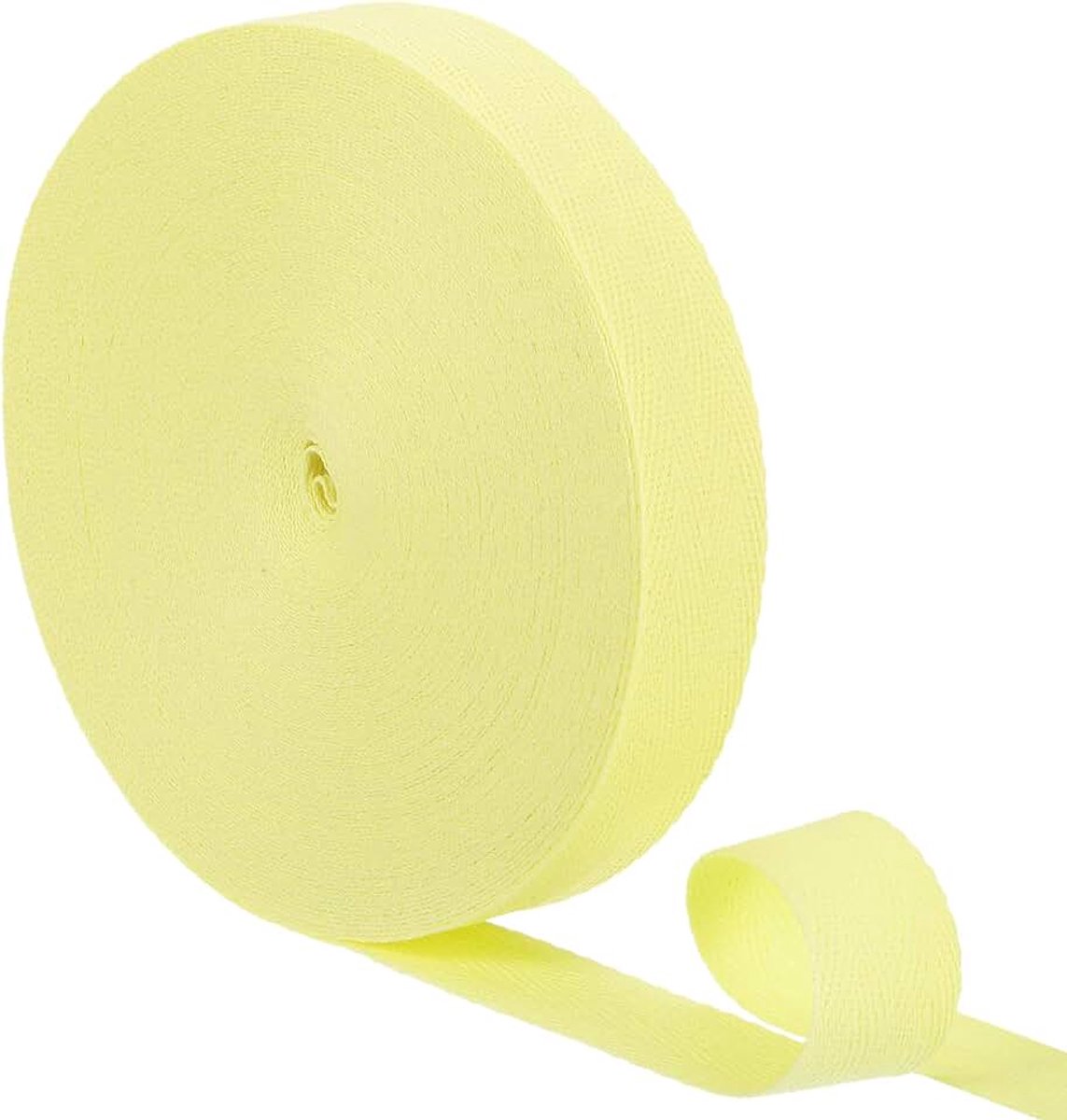 23 Iarde twill lint van katoen, 2,54 cm visgraatlint voor kleding, naaien, knutselen (lichtgeel)
