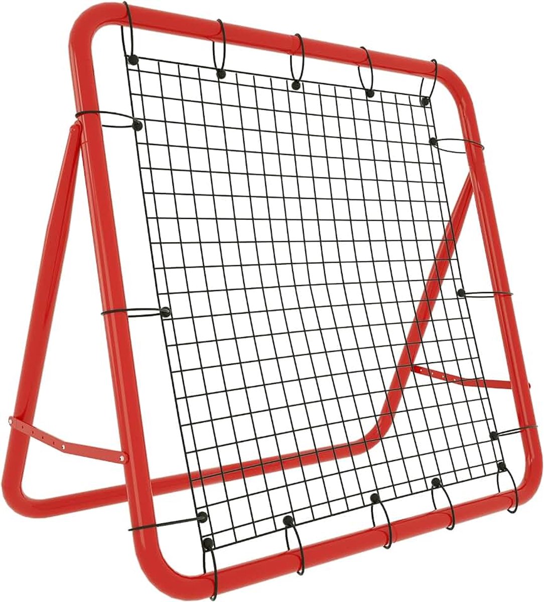 Voetbalrebounder, kickback, terugslagwand, voetbal, trainingsaccessoires, instelbaar op 5 niveaus, doelwand voor training kinderen en volwassenen, rood
