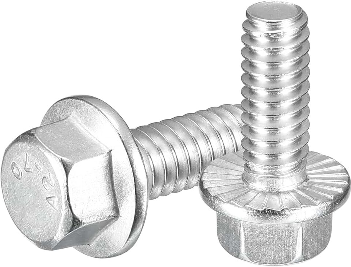 15 stuks 1/4-20 x 5/8" zeskantschroeven met flenskop, 304 roestvrij stalen zeskantschroeven, zeskantige aandrijfschroeven, 5,8 klasse voor machineindustrie, huishoudelijke apparaten, zilver