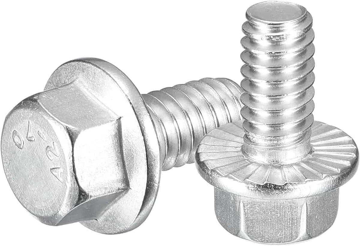 15 stuks 1/4-20 x 1/2" zeskantschroeven met flenskop, 304 roestvrij stalen zeskantschroeven, zeskantige aandrijfschroeven, 5,8 klasse voor machineindustrie, huishoudelijke apparaten, zilver