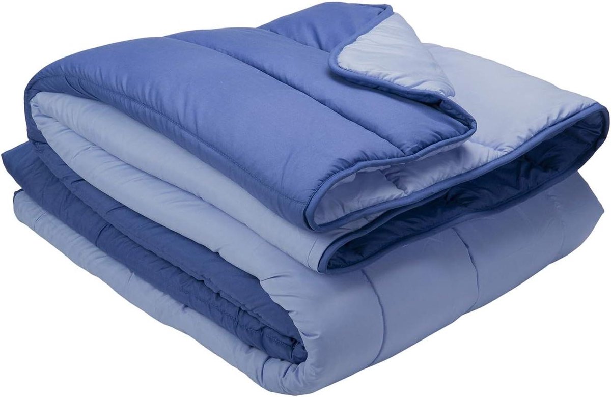 Dekbed voor 2 personen van gesiliconiseerde holle vezel, Ecolofil, 300 g - voor alle seizoenen, machinewasbaar, 220 x 220 cm, blauw