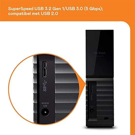 Externe Harde Schijf - Opslagapparaat Data - Bestanden Opslaan - Wachtwoordbeveiliging Hardware - 18 TB - Zwart — afbeelding 3