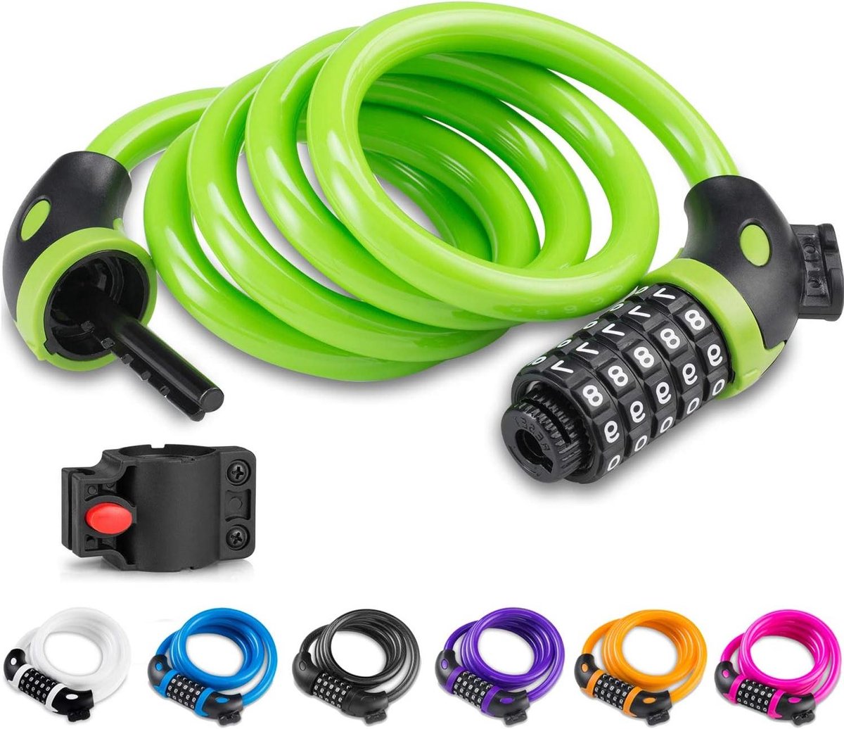 Fiets Kettingslot - Cijferslot Scooter - Beveiliging Diefstal - 5 Cijfer Combinatie - 1.2 Meter - Groen