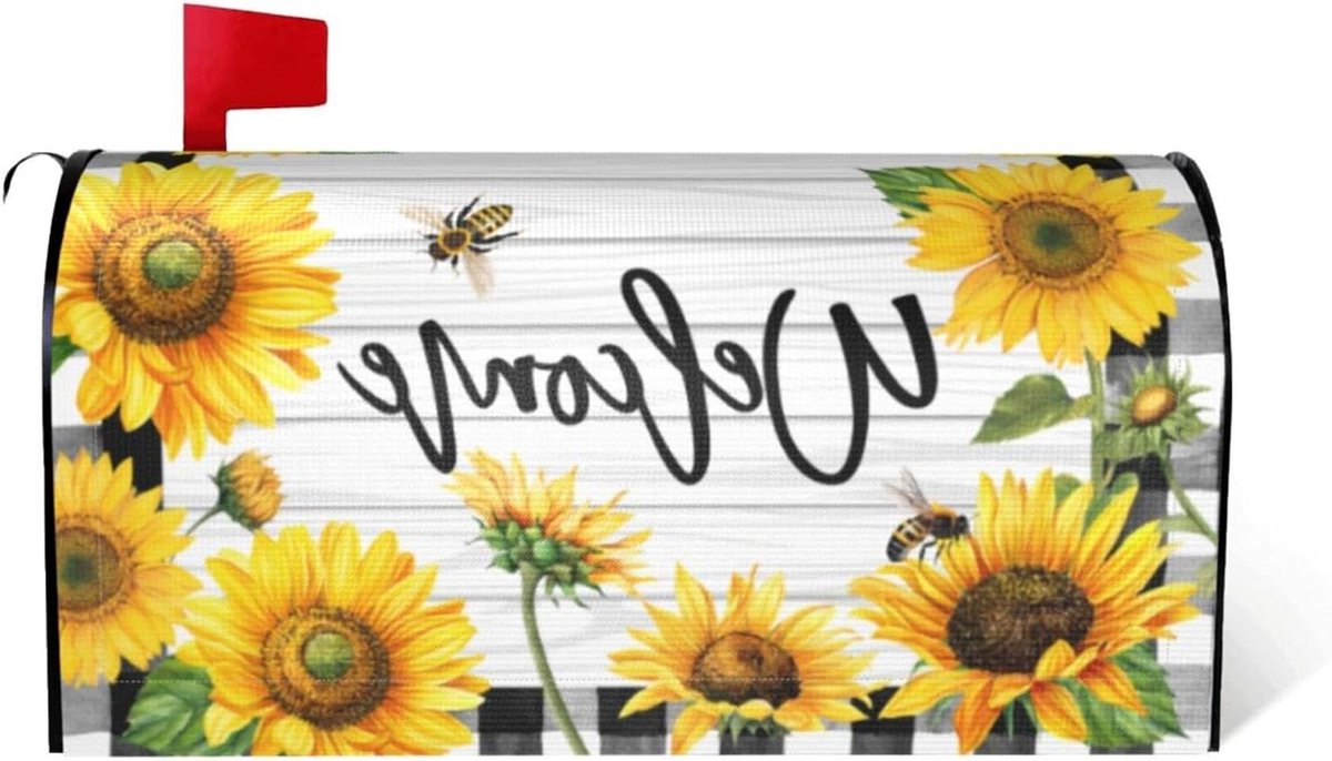Brievenbusdecoratie - Brievenbushoes - Tuin Decoreren - Magnetische Bevestiging - 53x46 cm - Zonnebloemen