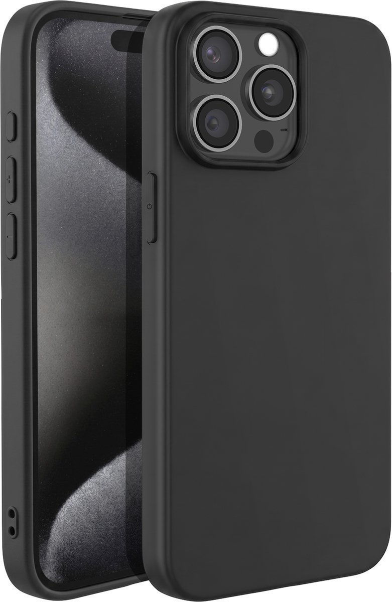 Mayaxess, Hoesje geschikt voor iPhone 15 Pro Max van Zacht Siliconen Schokbestendig, Zwart