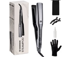 Haddison® Stoomstijltang - Stijltang en Krultang met Stoomtechnologie - Stoomstijltang 2 in 1 - Steampod - 14 Temperatuurstanden - LCD Display - Grijs