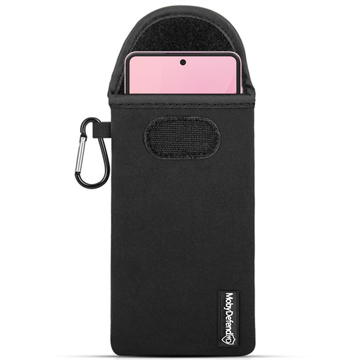 MobyDefend Hoesje - Geschikt voor Samsung Galaxy Z Flip 8 - Neopreen Pouch Met Karabijnhaak - Insteek - Riemlus - Zwart