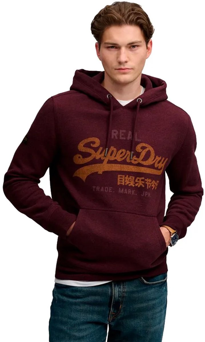Superdry Trui Vl Heritage Relaxed Hood M2014568a Tawny Port Marl Mannen Rood