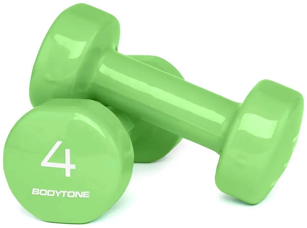 Bodytone Dv4 4kg Pvc-gecoate Dumbbell 2 Eenheden Groen 4 kg