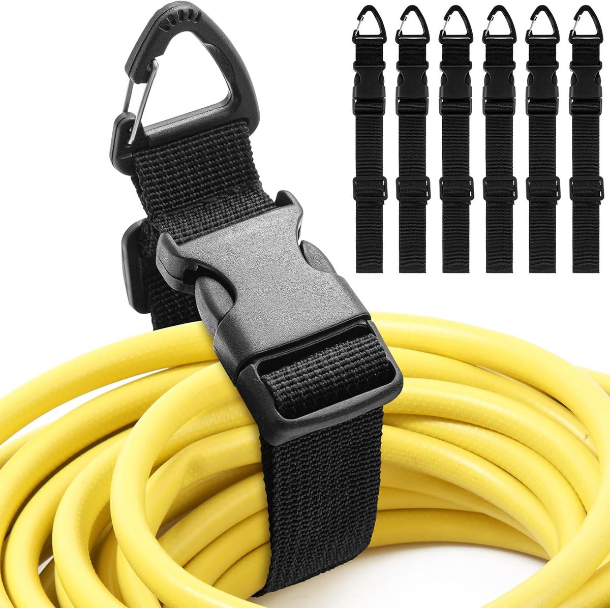 KZQ Verstelbare verlengsnoerhouders 43 cm, 6 stuks, zwaar, voor garage en werkplaats, zwart