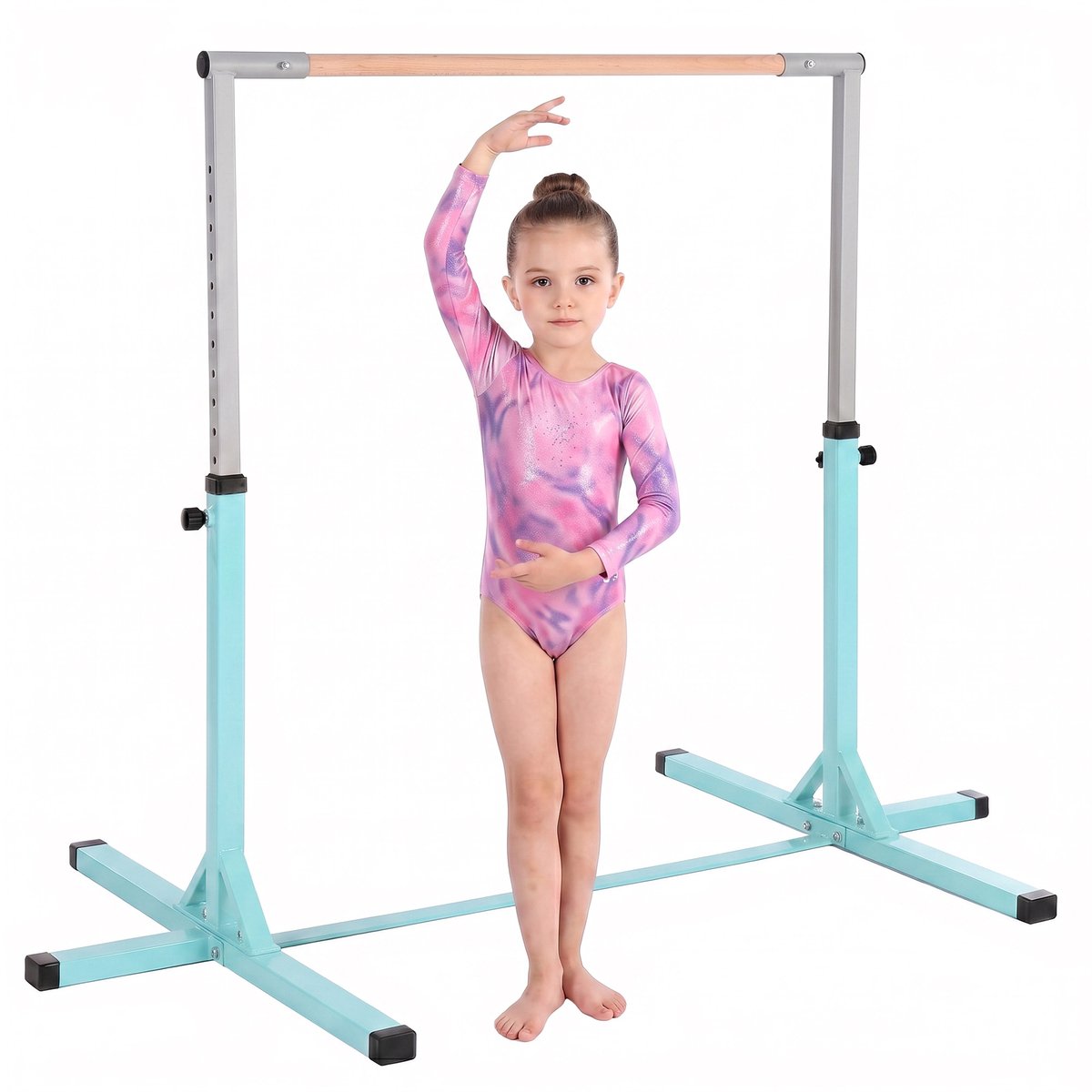 HOMCOM Kindergymnastiekrek - Staal - 194x121x150cm - Cyaan